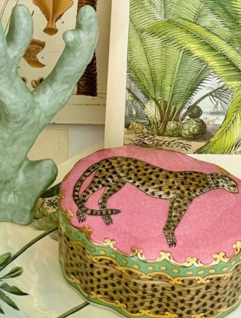 Isla Trinket Box Leopardo Green