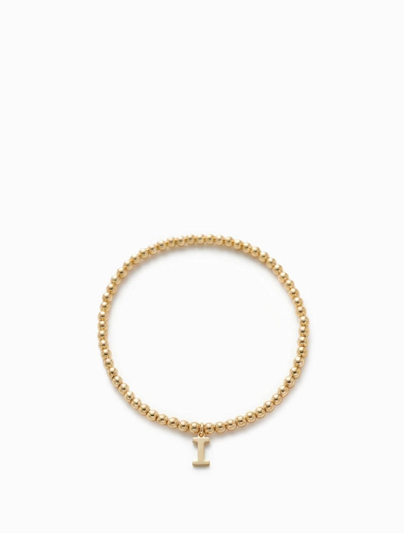 Initial Ball Stretch Bracelet I Gold