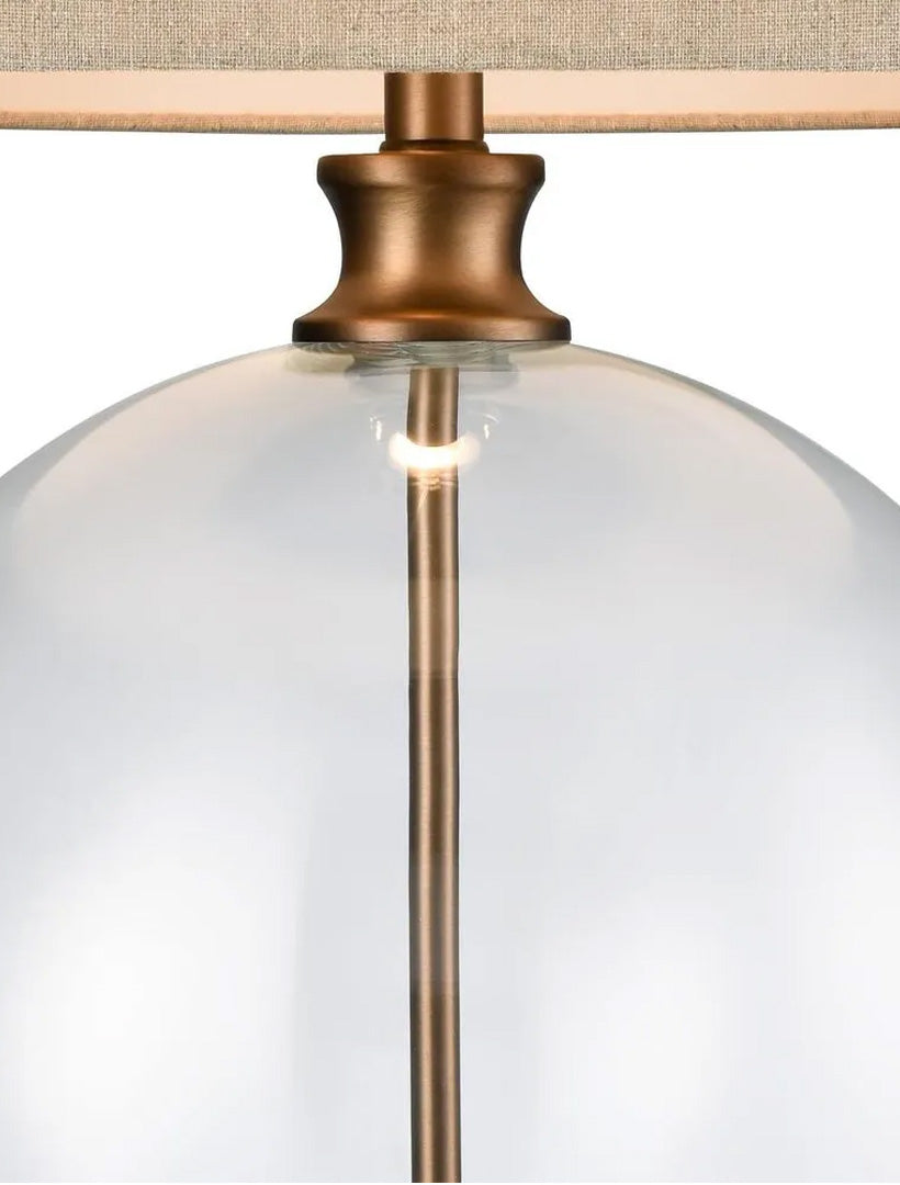 Ivy Antique Brass And Glass With Natural Linen Shade Brass