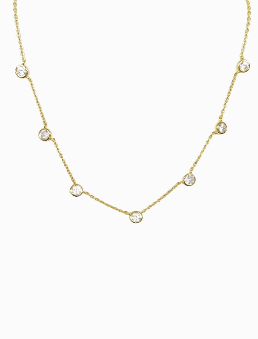 Lucienne Cubic Zirconia Spaced Necklace Gold