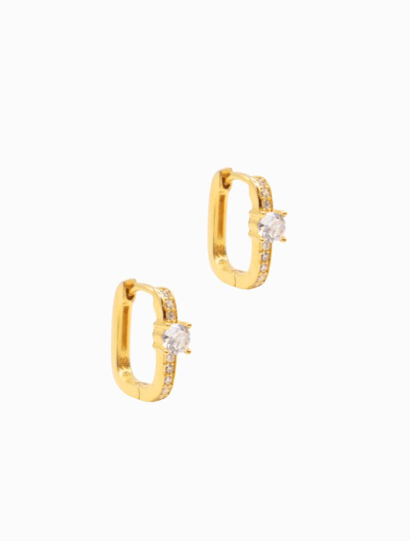 Lucienne Oblong Cubic Zirconia Hoops Gold