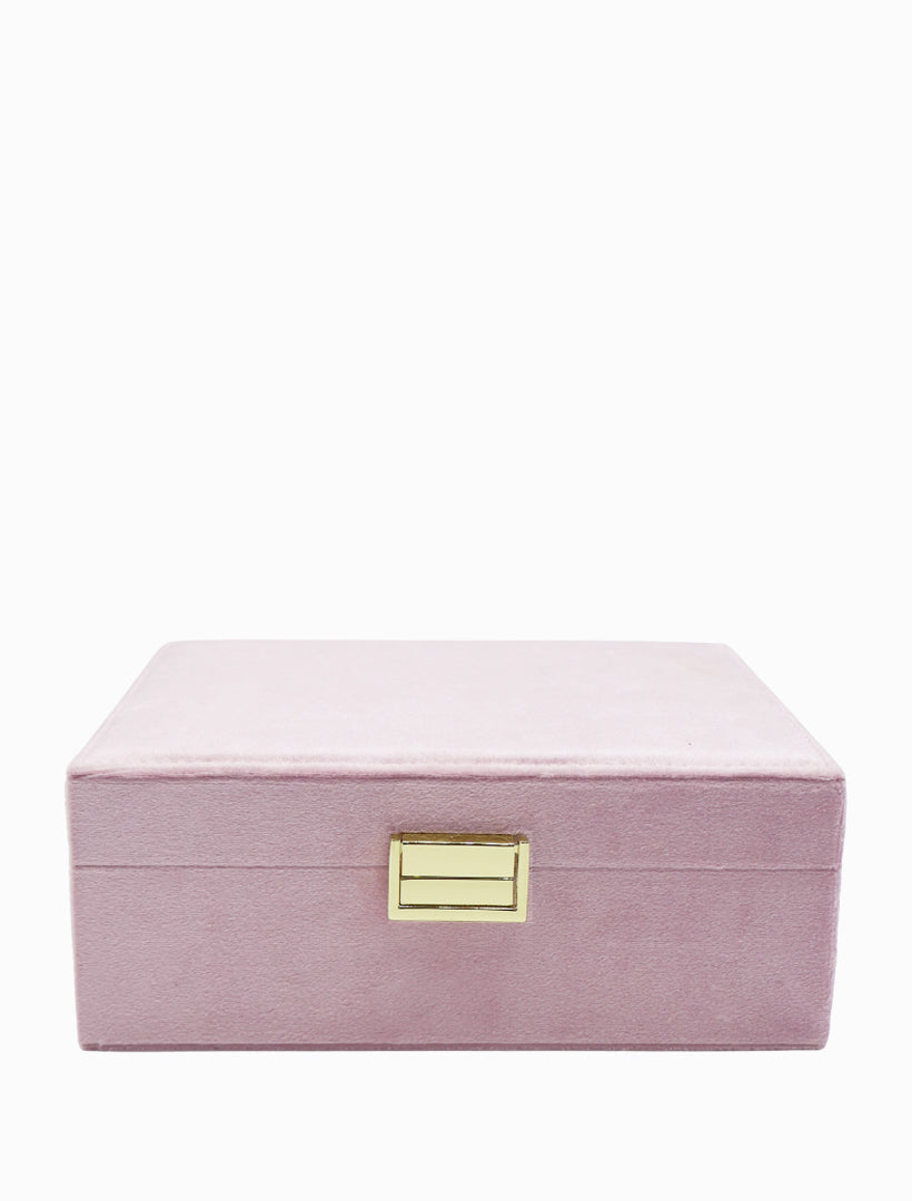 Front view - Pink velvet jewellery box