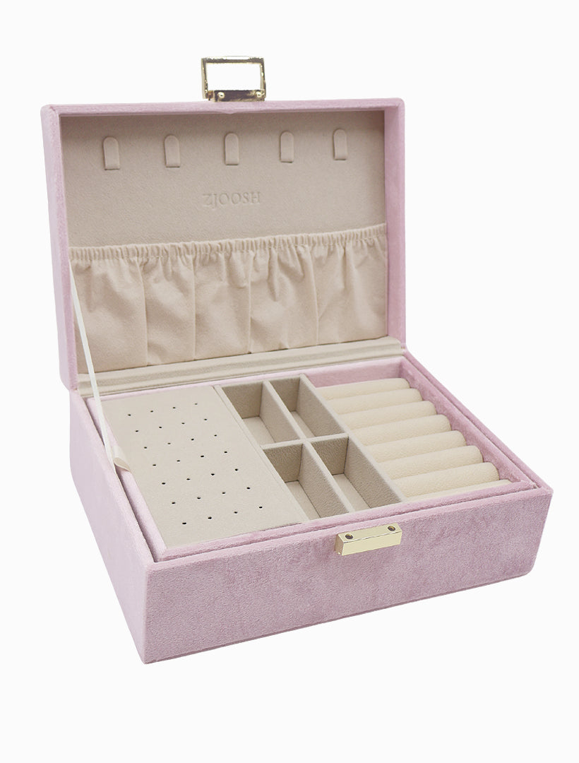 Inside view - Pink velvet jewellery box