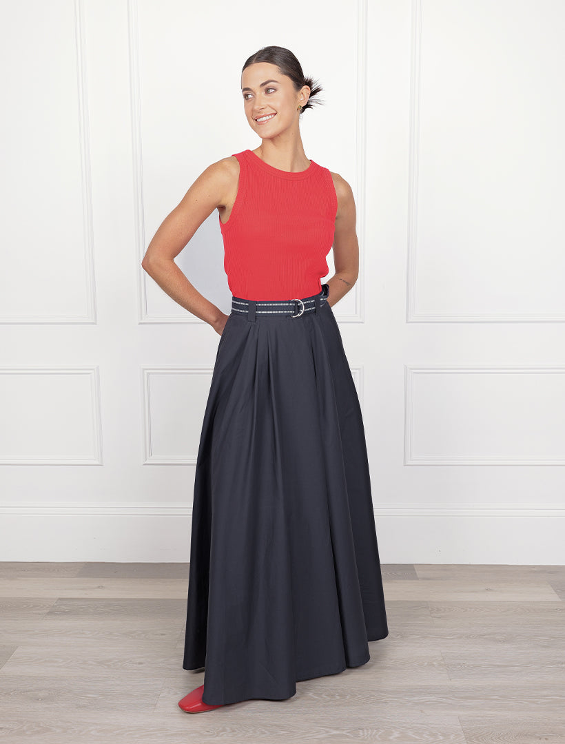 Kara Cotton Maxi Skirt Navy