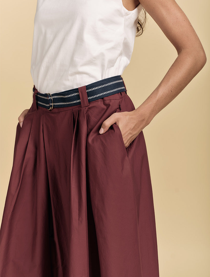 Kara Cotton Maxi Skirt Burgundy