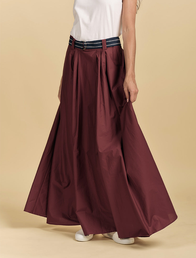 Kara Cotton Maxi Skirt Burgundy