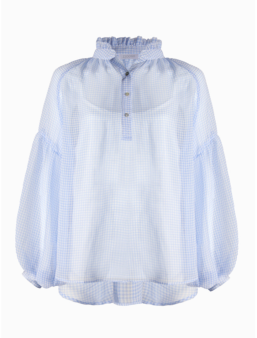 Kell Gingham Top Ice Blue