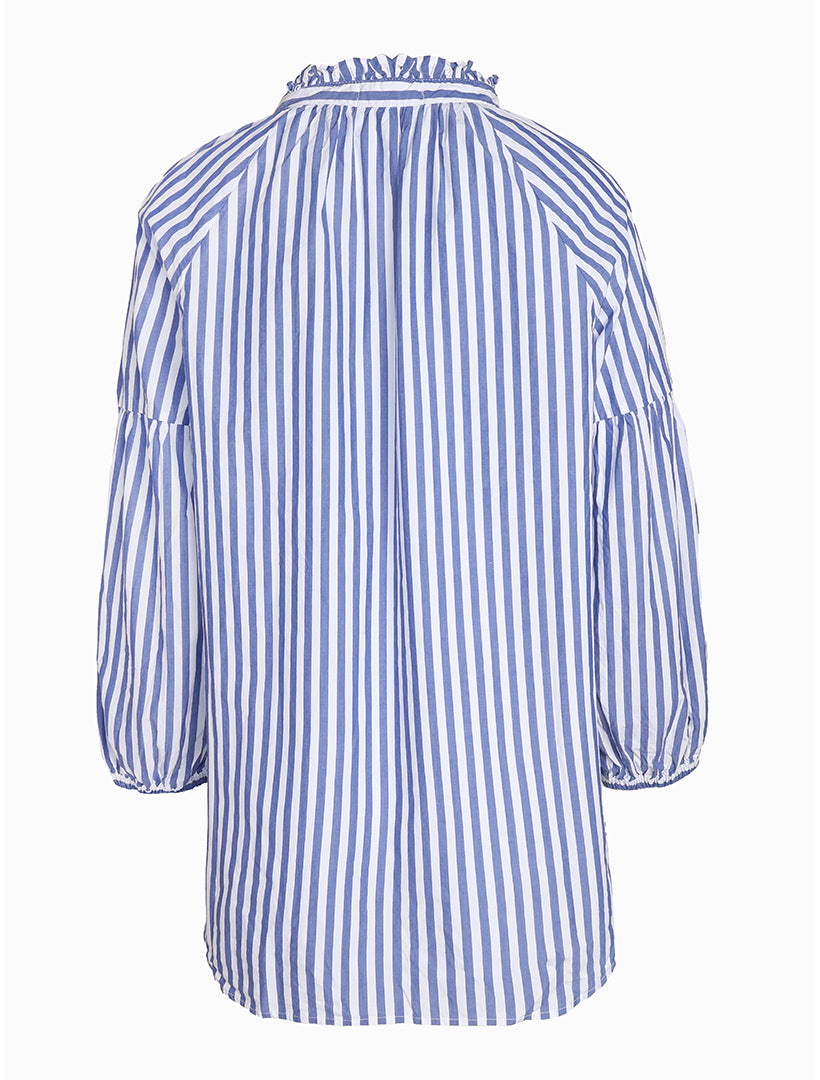 Back view - navy striped relaxed shirt