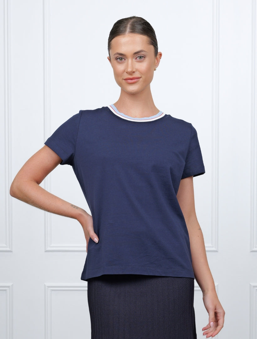Knit Collar Tee Navy