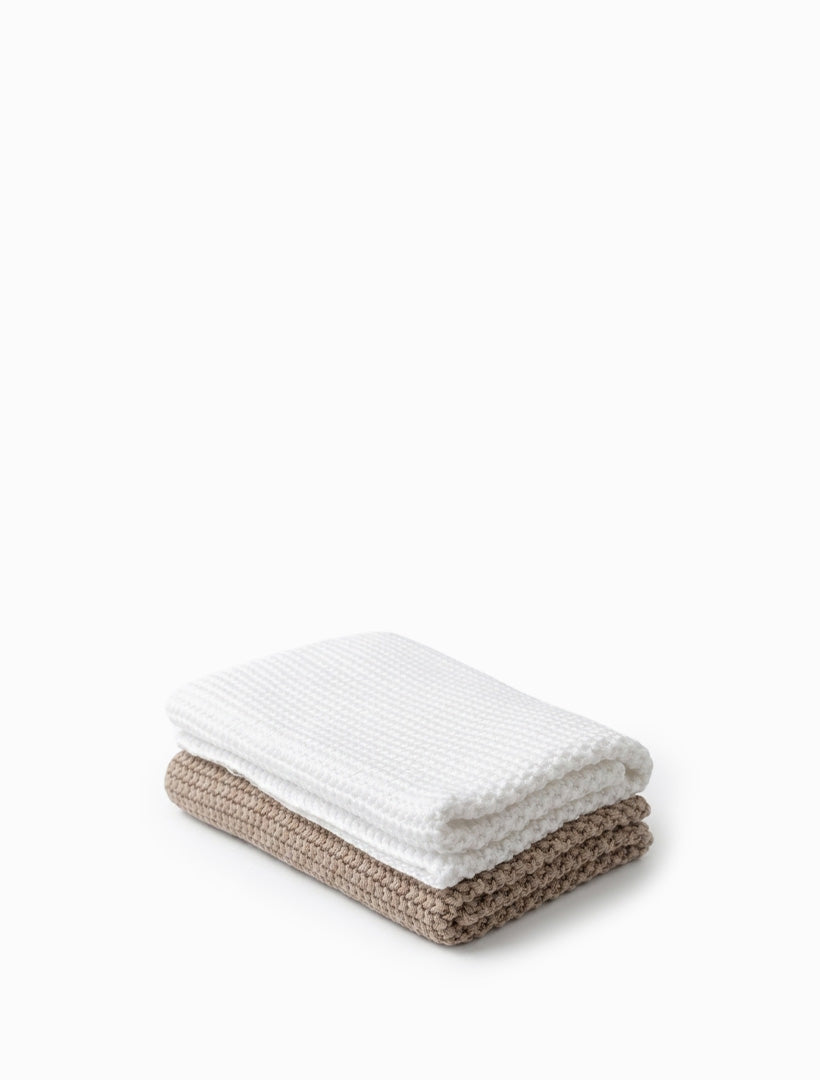 Organic Face Cloths Set of 2 White Stone