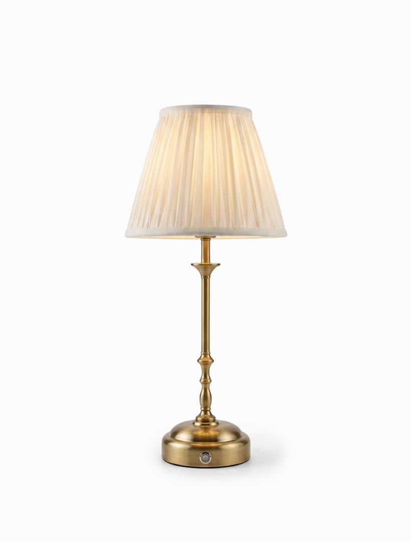 Palais Rechargeable Brass Lamp with White Shade
