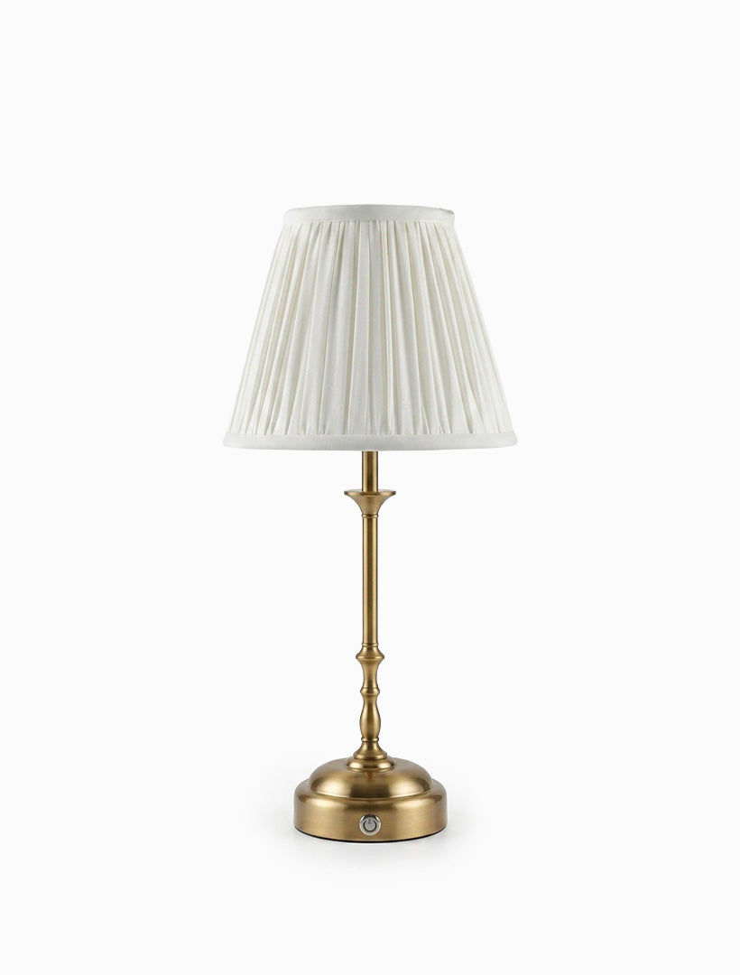 Palais Rechargeable Brass Lamp with White Shade
