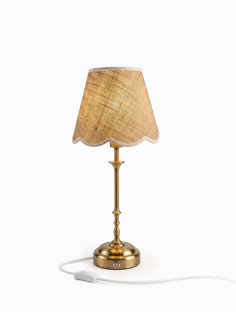 Palais Plug In Brass Lamp with Scallop Shade