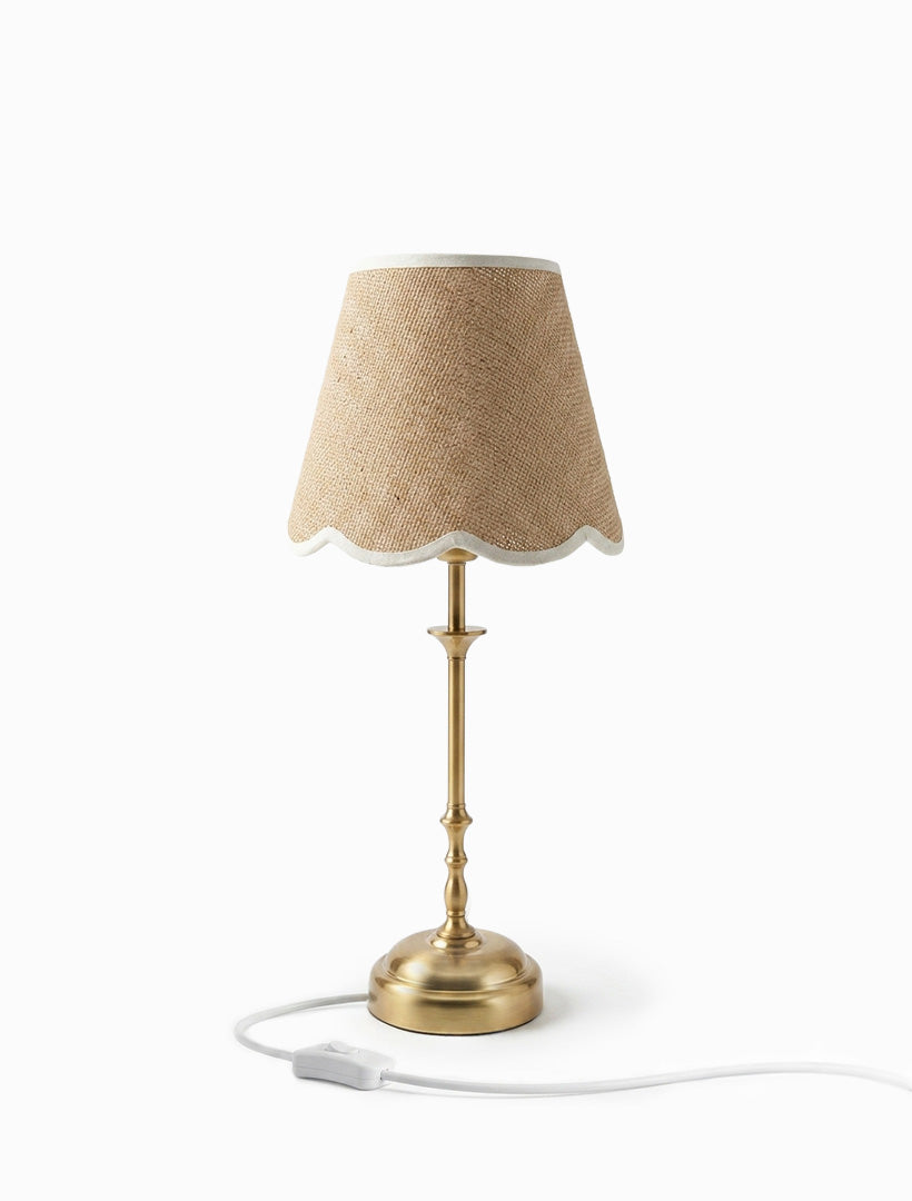Palais Plug In Brass Lamp with Scallop Shade
