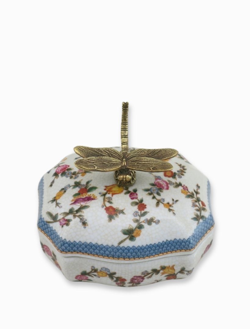 Top view - Floral porcelain tricked box