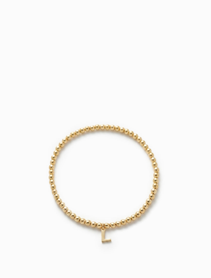 Initial Ball Stretch Bracelet L Gold