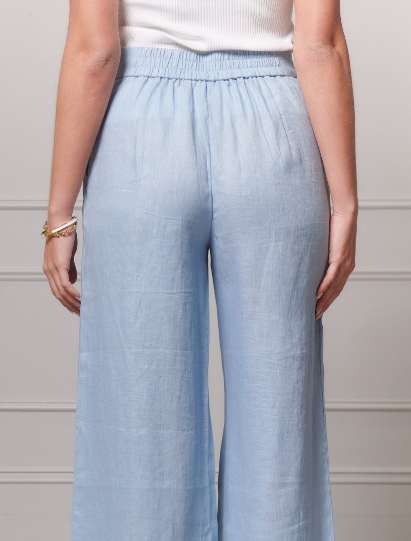 Back view -Lacalle blue linen pants 