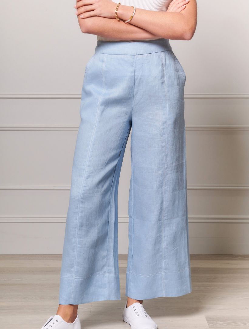 Lacalle blue linen pants front