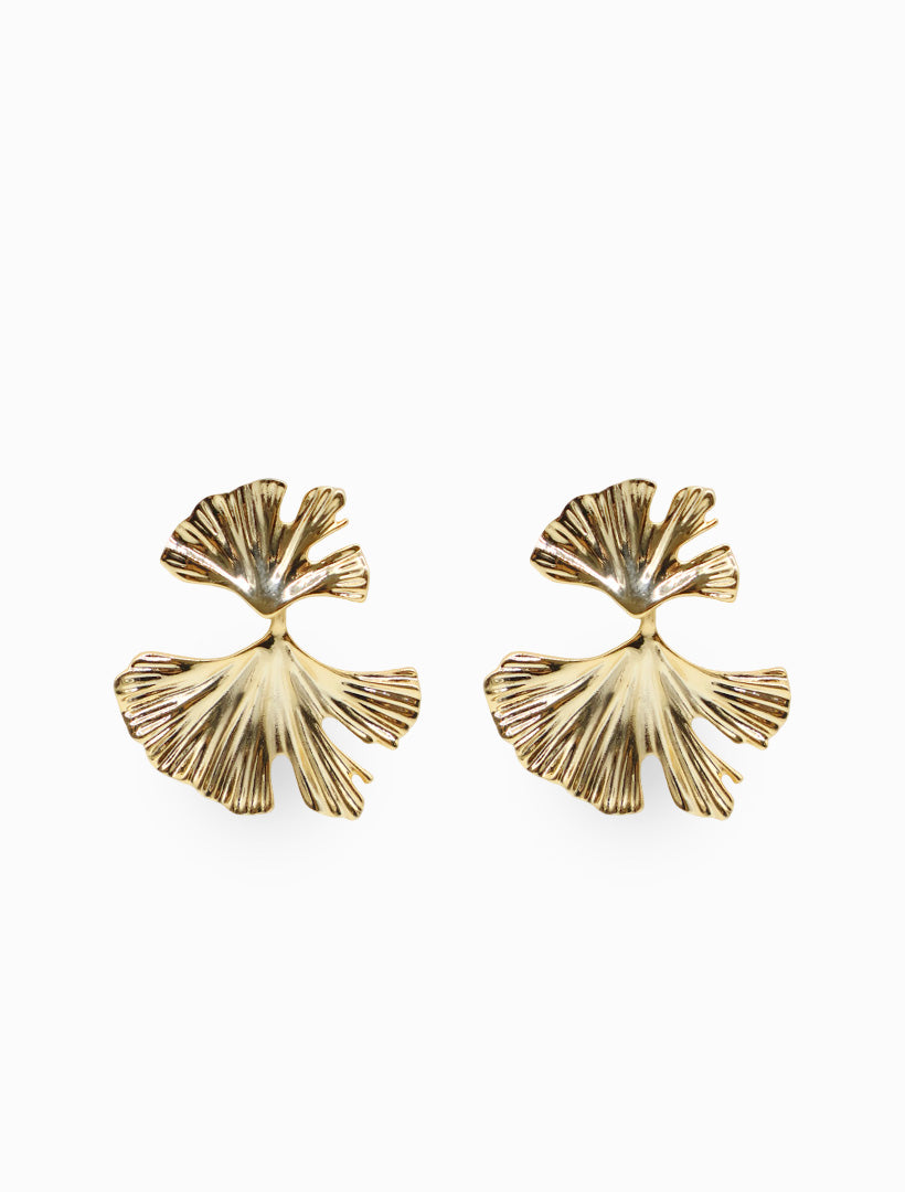 Large Lotus Flower Studs Gold