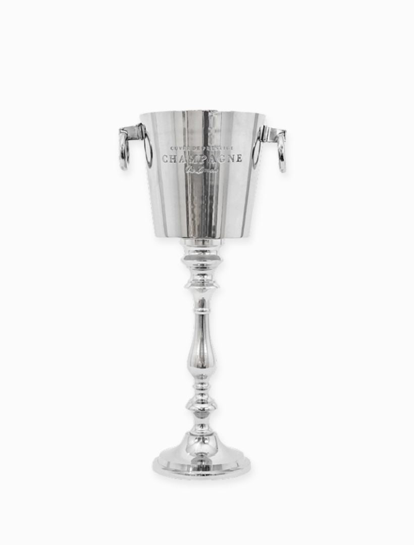 Front view - large silver pedestal ice bucket