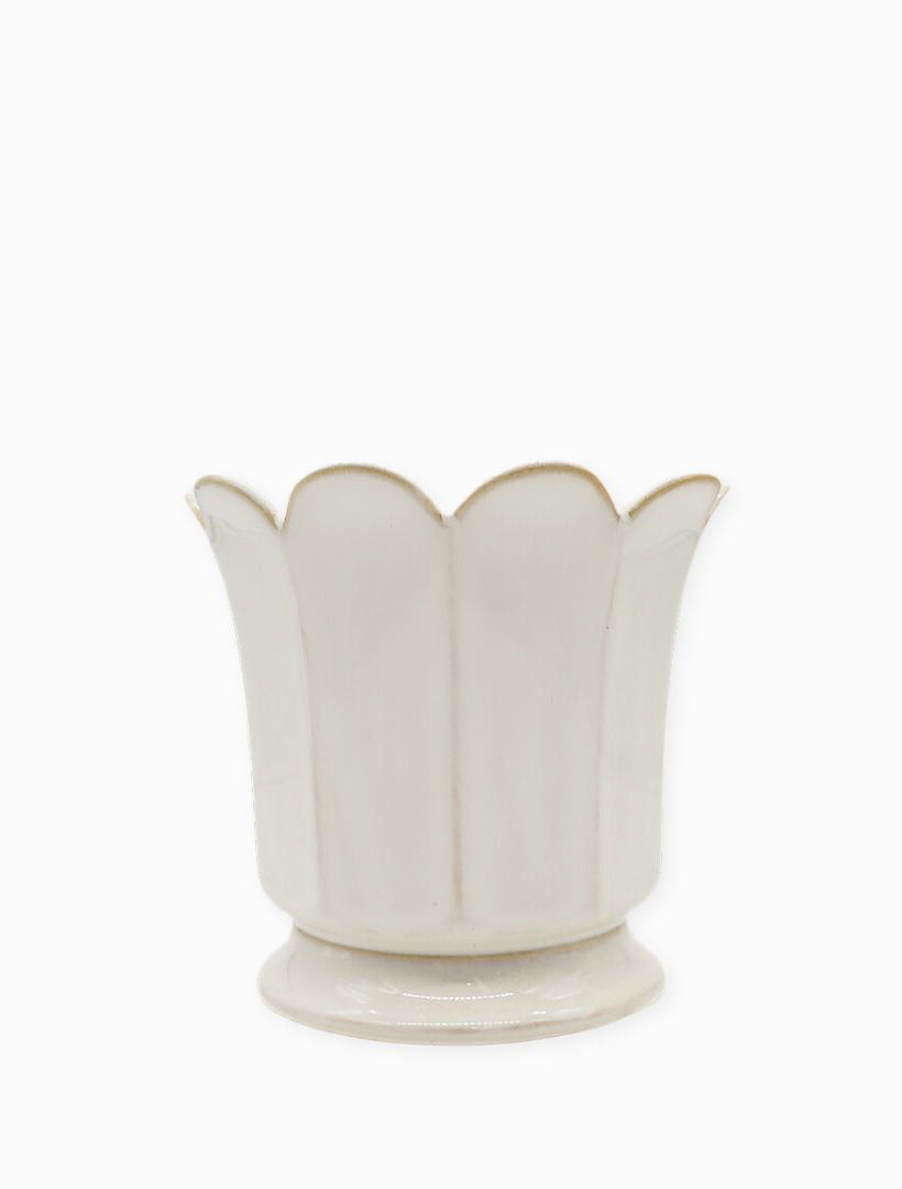 Front view - white scallop large vase