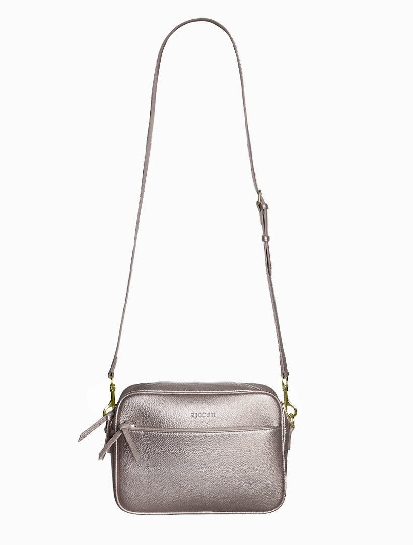 Front view - bronze cross body bag