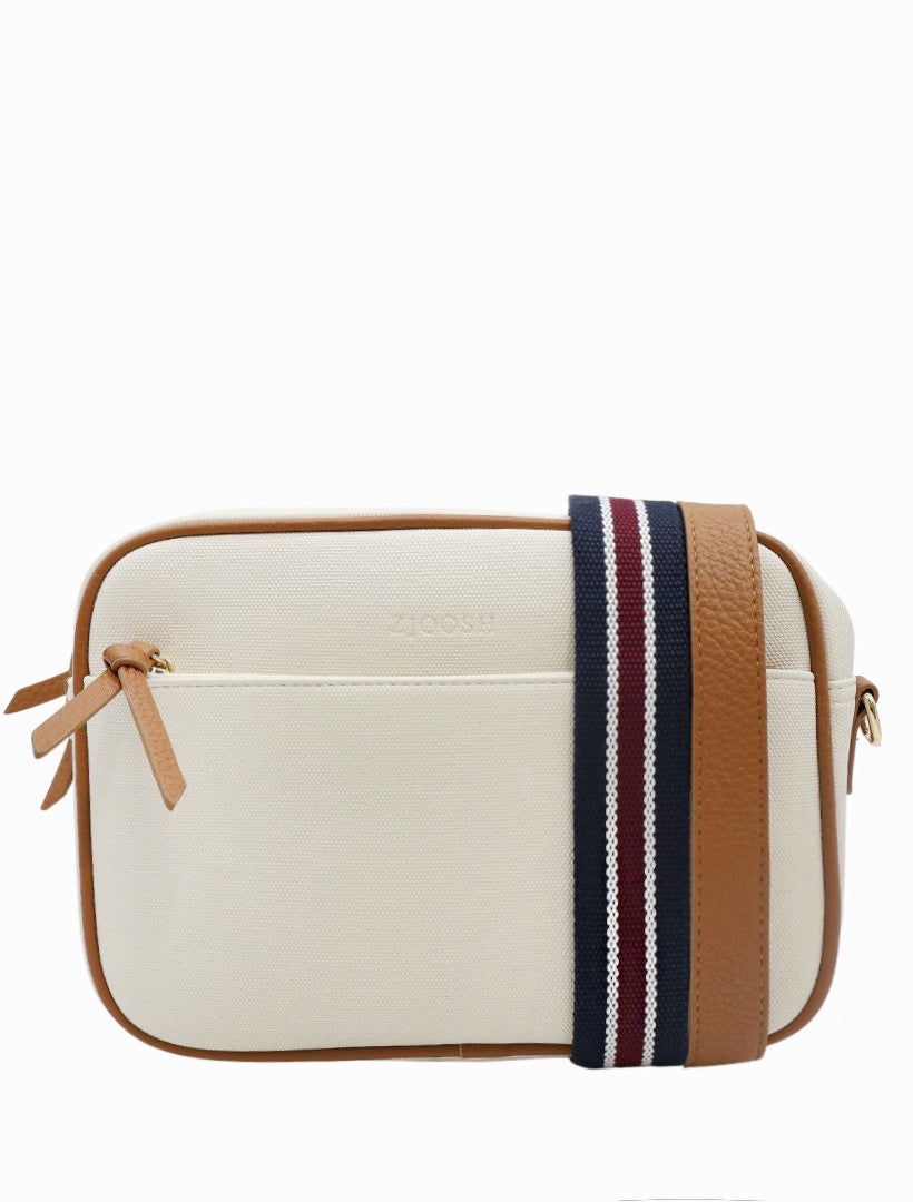 Leah Canvas Cross Body Bag White