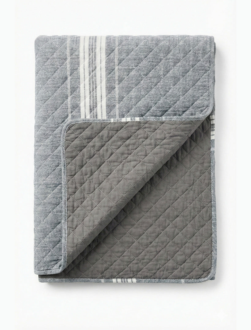 Linear Cotton Quilt Grey