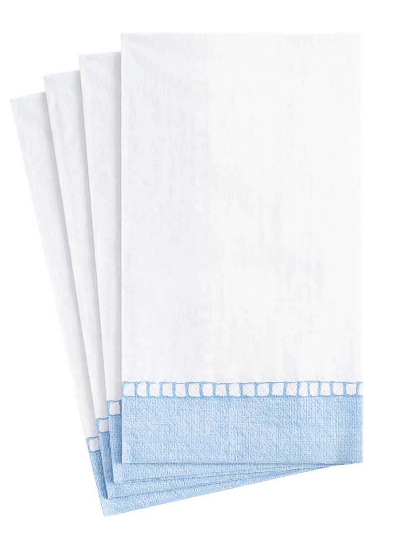 Linen Border French Blue Guest Towel Napkins