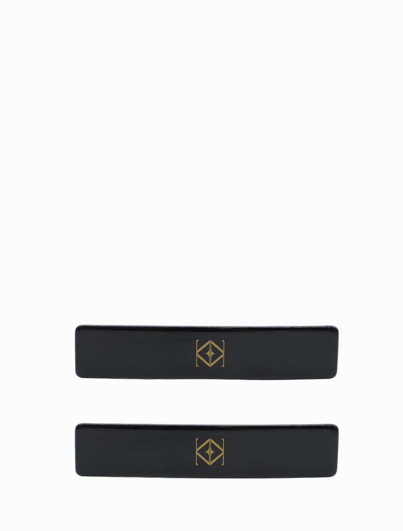 Logo Barrette Clip Set of 2 Black
