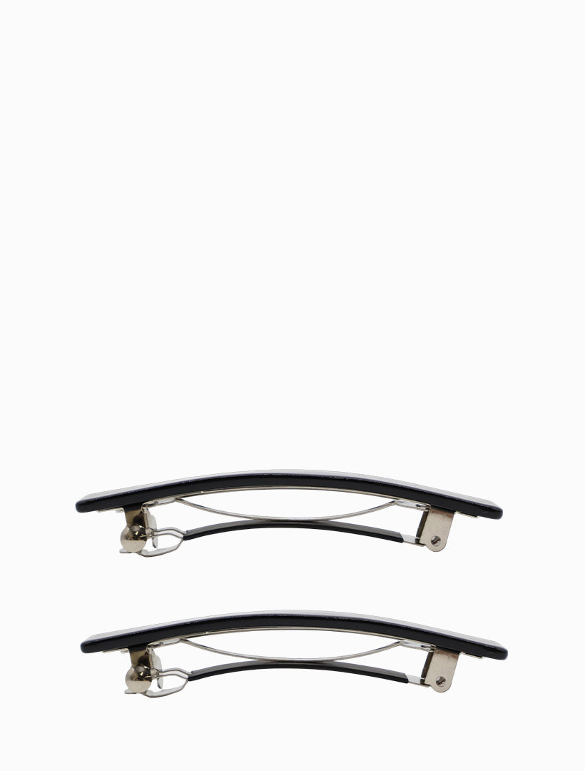 Logo Barrette Clip Set of 2 Black