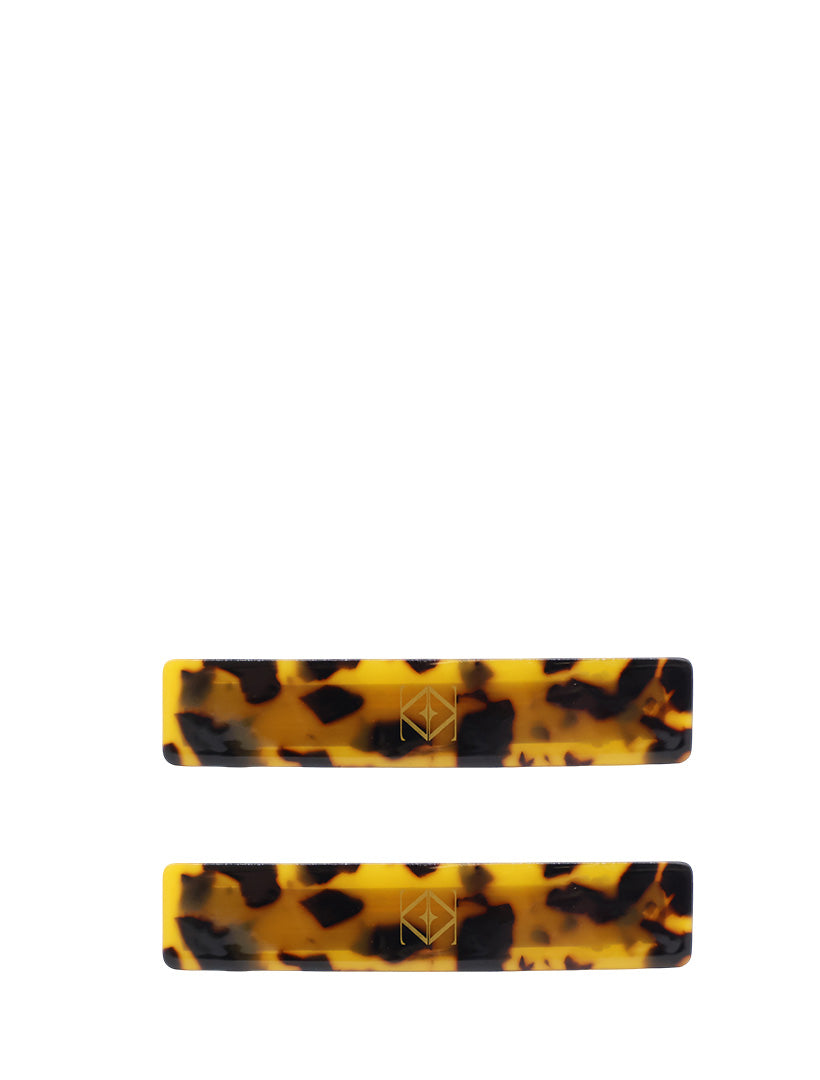 Logo Barrette Clip Set of 2 Tortoise