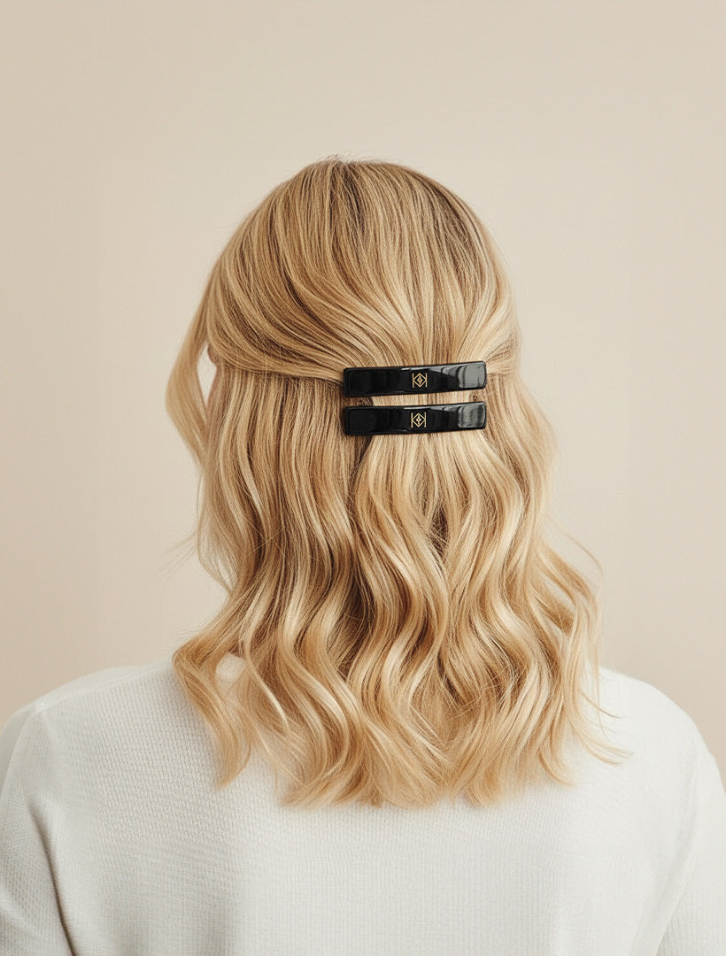 Logo Barrette Clip Set of 2 Black
