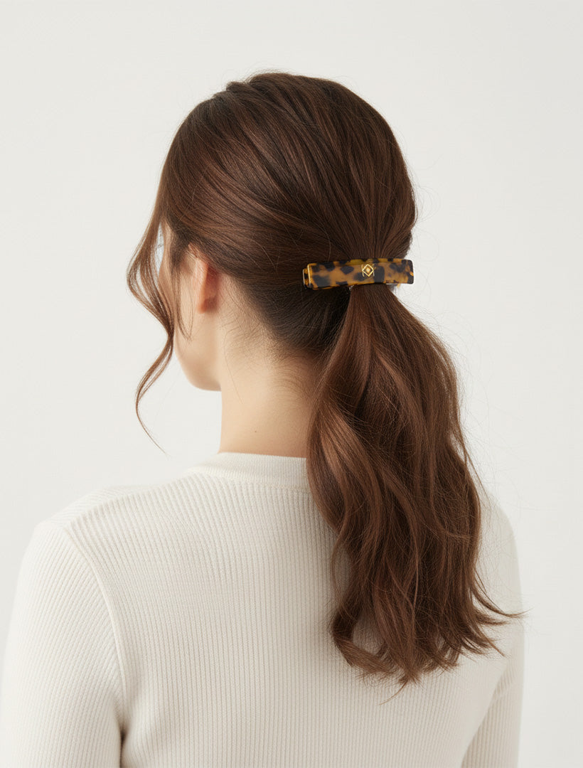 Logo Barrette Clip Set of 2 Tortoise