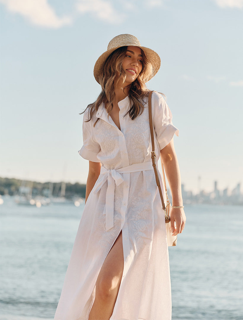 Lou Lou Linen Dress White