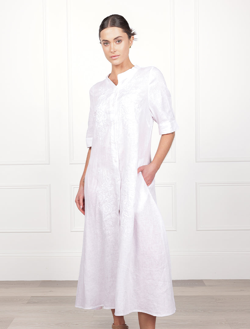 Lou Lou Linen Dress White