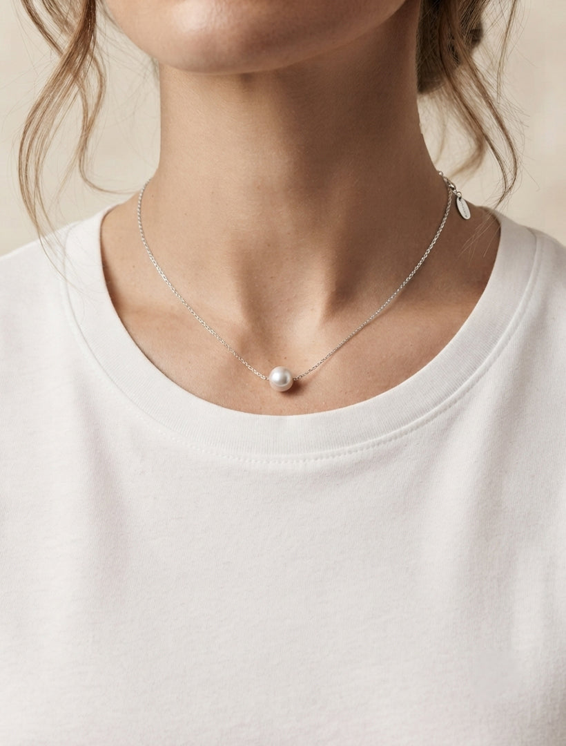 Lucienne Pearl Chain Necklace 925 Rhodium