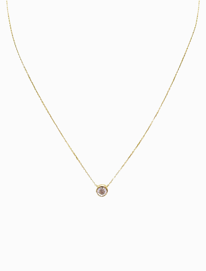 Lucienne Bezel Set Pendant Necklace Gold