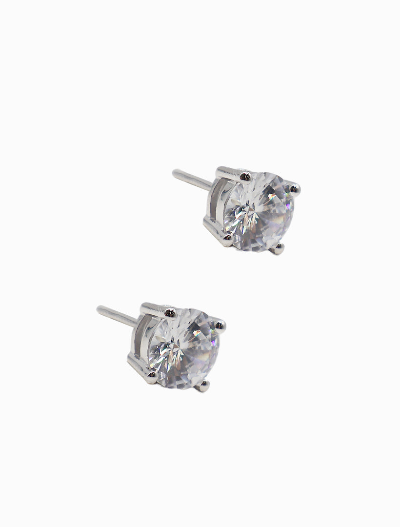 Lucienne Sterling Silver Round Crystal Studs 7mm