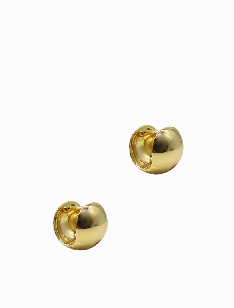 Side view - gold ball earrings