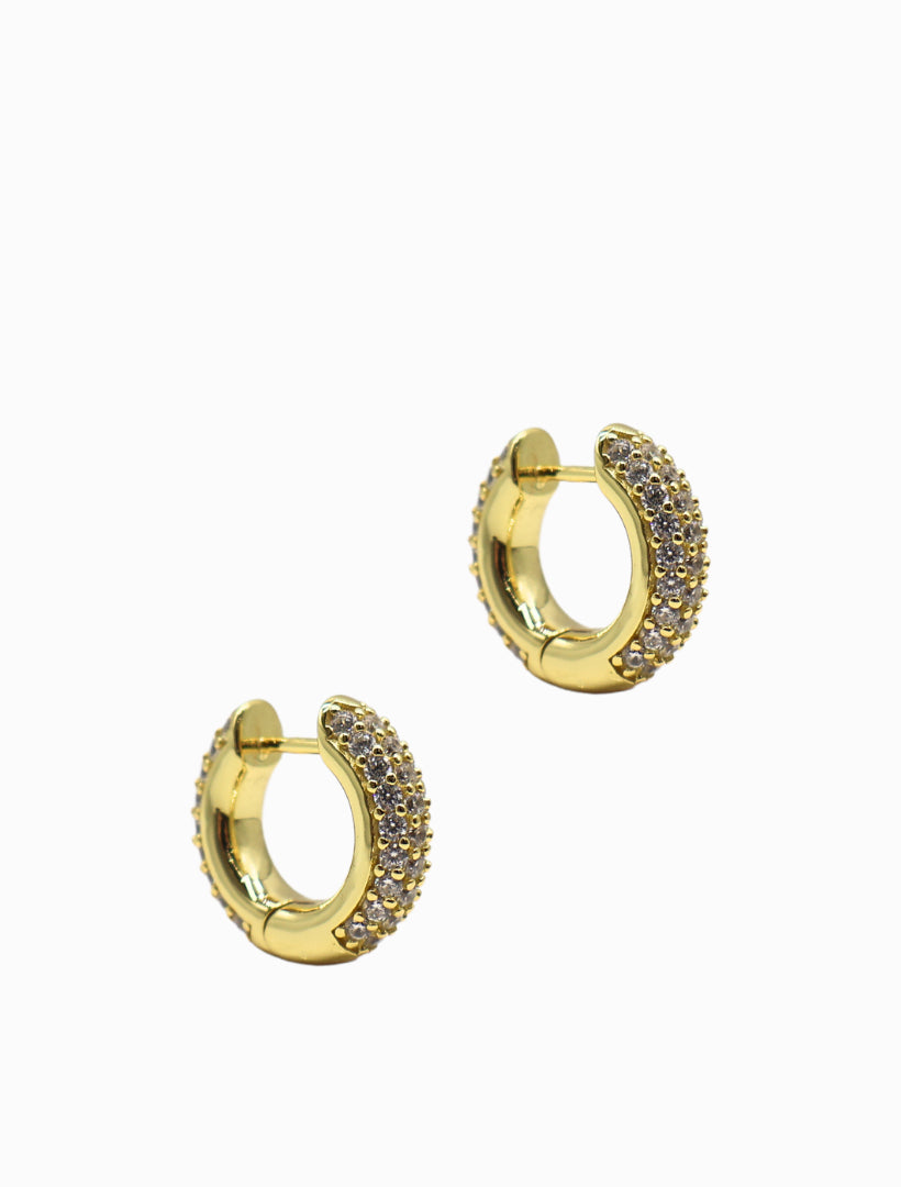 Side view - Gold crystal hoops