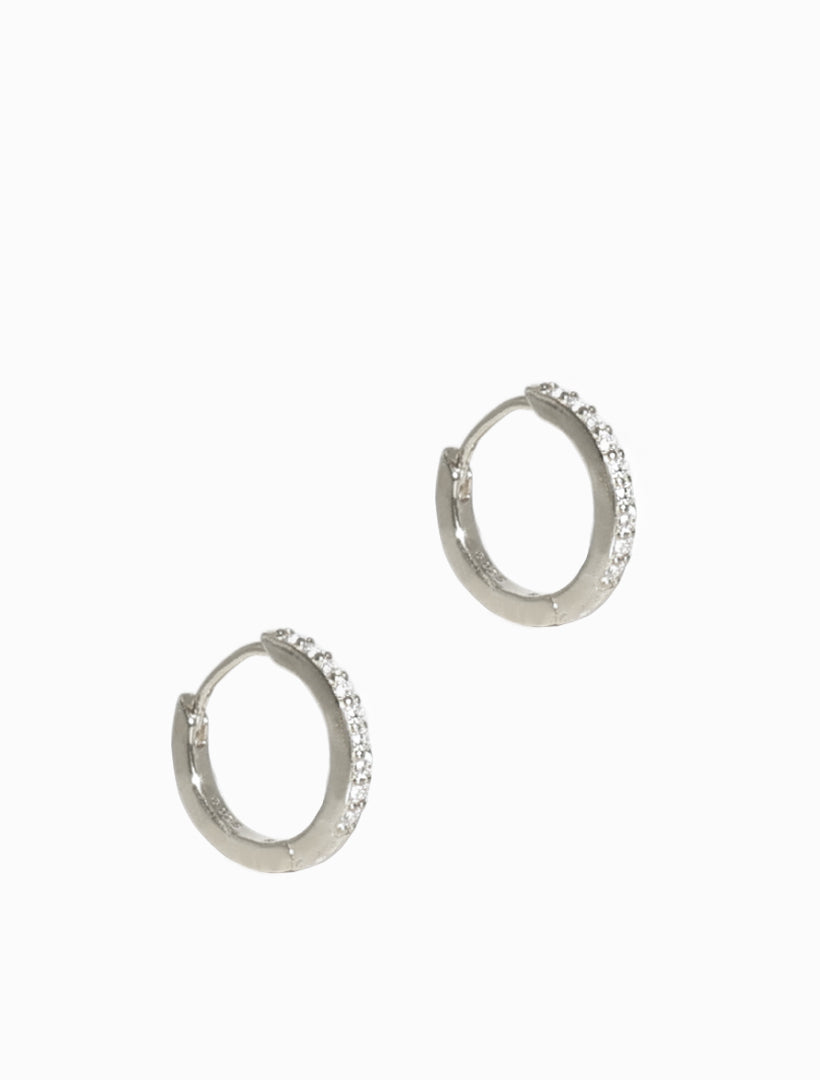 Lucienne Sterling Silver and Crystal Huggie Hoops