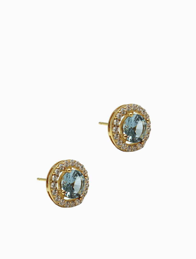 Lucienne Aquamarine and White Crystal Surround Studs