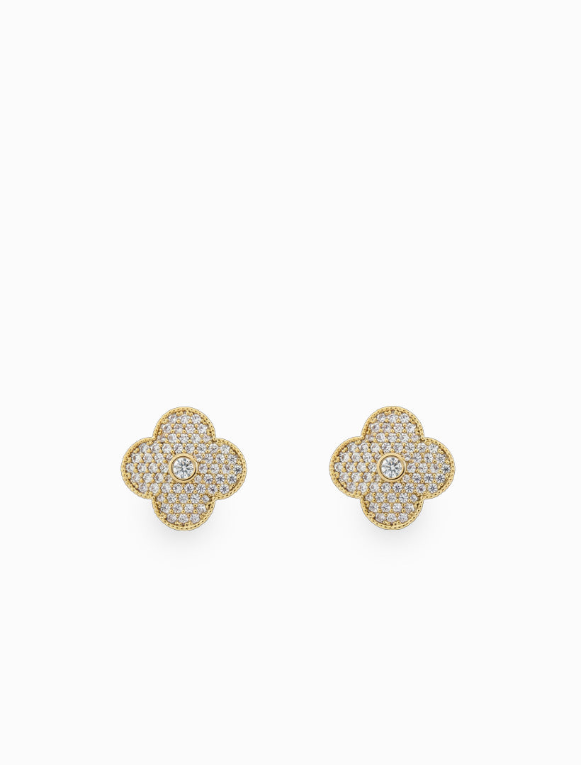 Luxe Clover Studs Clip Ons Gold