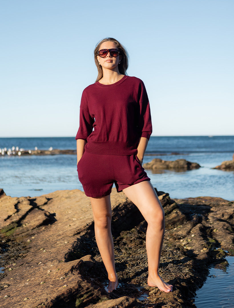 Tara Cotton Cashmere Knit Berry