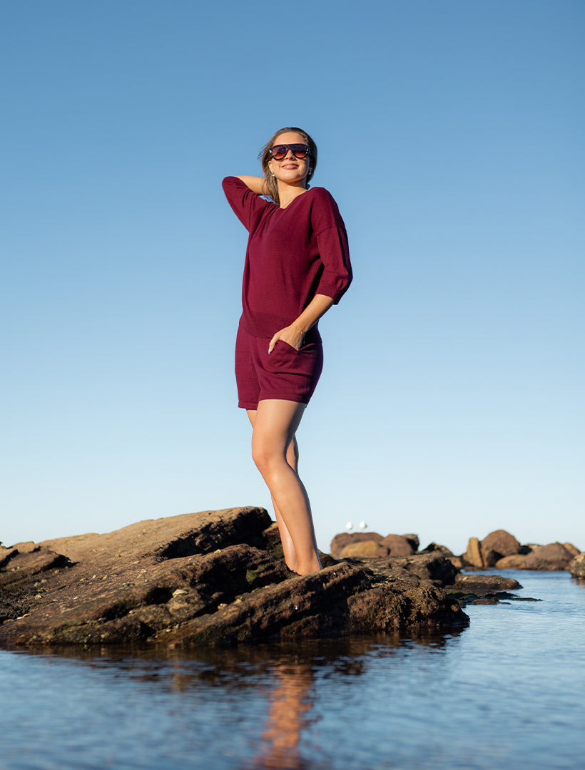 Tara Cotton Cashmere Knit Berry