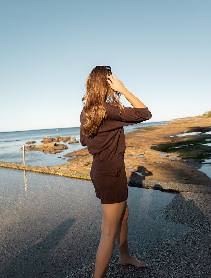 Tara Cotton Cashmere Knit Chocolate