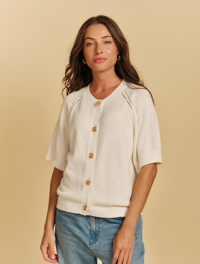 Maisy Knit Cardigan White