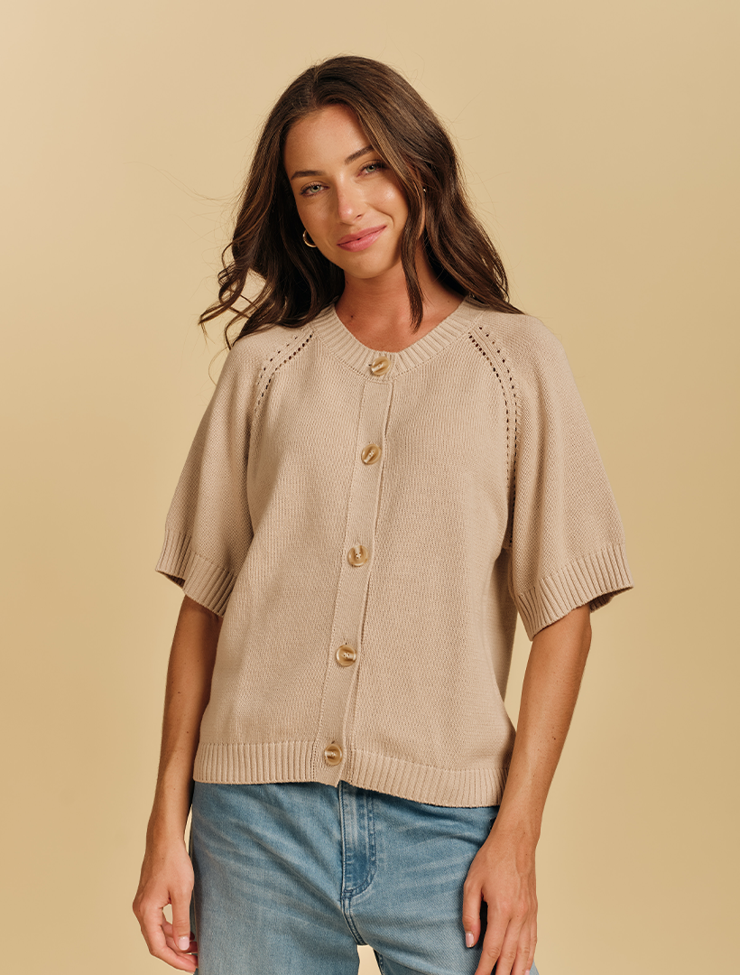 Maisy Knit Cardigan Sand