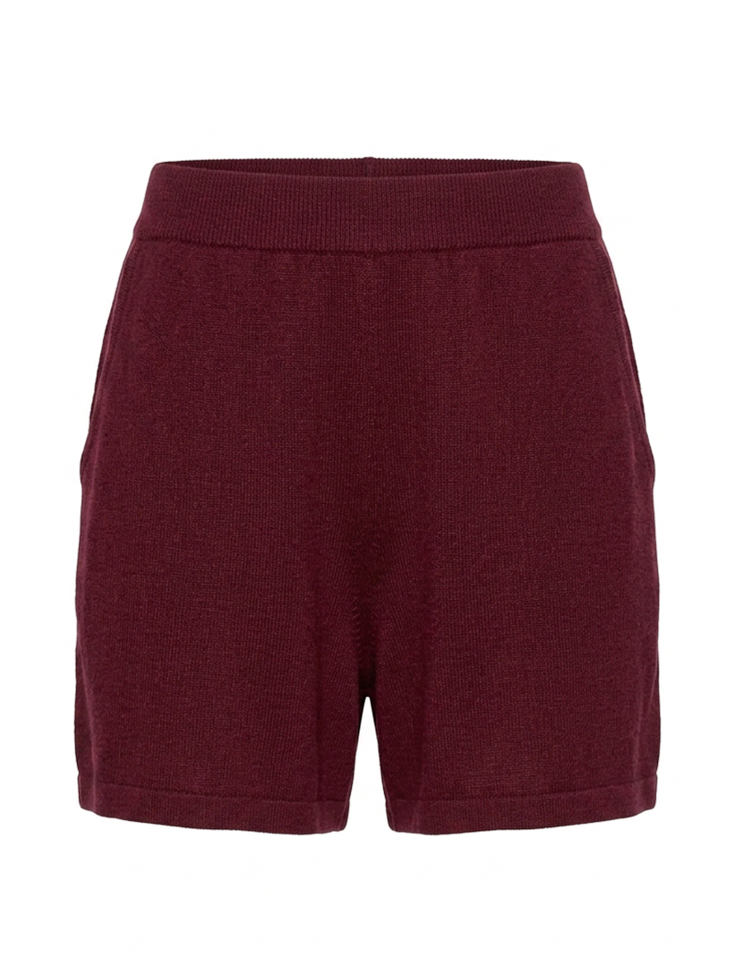Maisy Cotton Cashmere Knit Shorts Berry